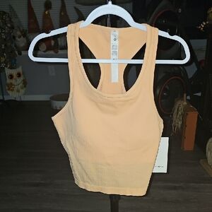 LULULEMON EBB TO STREET CROPPED RACERBACK TANK! SZ 12 NWTS!PEACH BELLINI